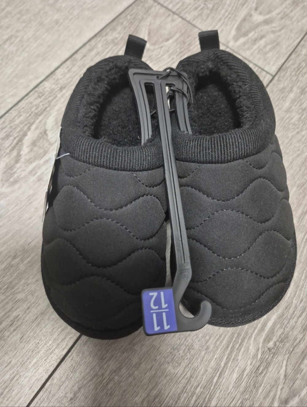 George Kids Quilted Puffy Black Cozy Slip-On House Bedroom Slippers Shoes. 11/12